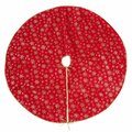 Tistheseason SARO  48 in. Round Organza Christmas Tree Skirt with Gold Snowflakes - Red TI3741495